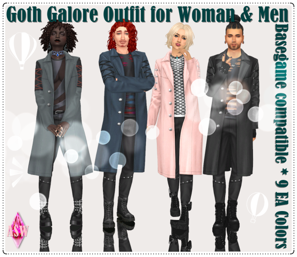 Maxis Match Goth Galore Outfit for Woman Men by simsfinds - The Sims 4 Custom Content