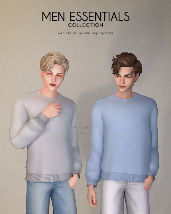 Maxis Match Sweatshirt Men Essentials Collection by luxysims - The Sims 4 Custom Content