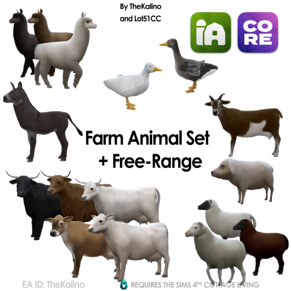 Mix Farm Animal Set Free Range by simsfinds - The Sims 4 Custom Content