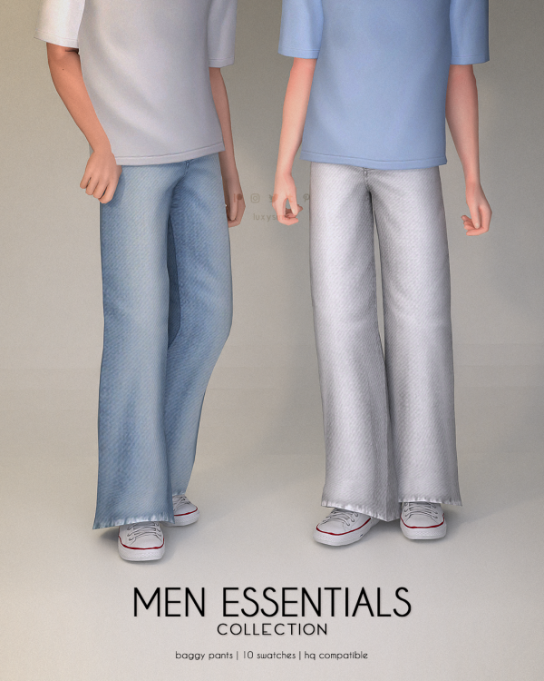 Maxis Match Baggy Jeans Men Essentials Collection by luxysims - The Sims 4 Custom Content