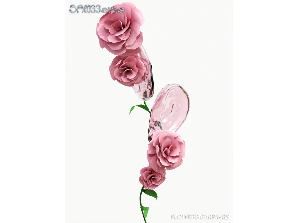 Alpha 333Flowers Earrings by san33 - The Sims 4 Custom Content