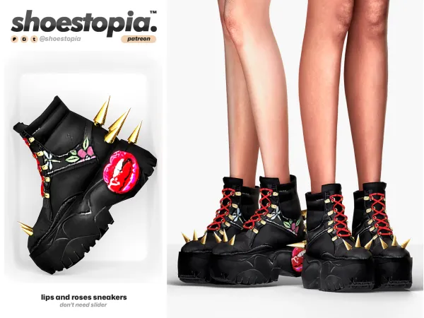 Lips And Roses Sneakers by shoestopia