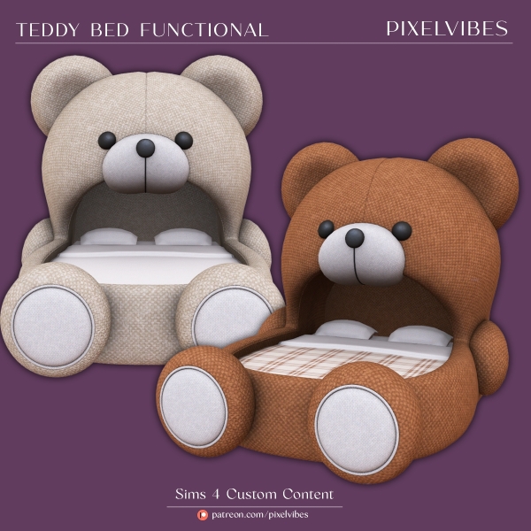 Maxis Match Teddy Bed by pixelvibes - The Sims 4 Custom Content