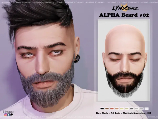 Alpha Alpha Beard 02 by lynxsimz - The Sims 4 Custom Content