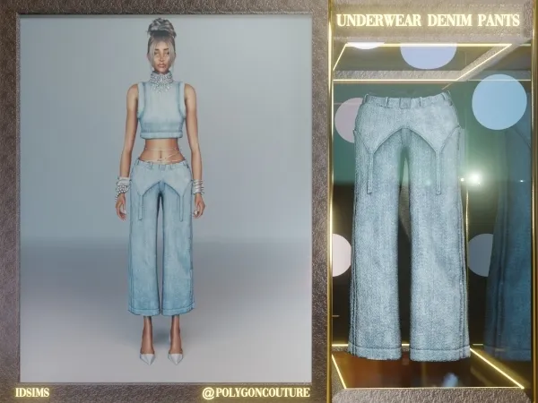 Mix Underwear Denim Pants by polygoncouture - The Sims 4 Custom Content