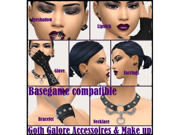 Goth Galore Accessoires & Make up by AnnettsSims4Welt