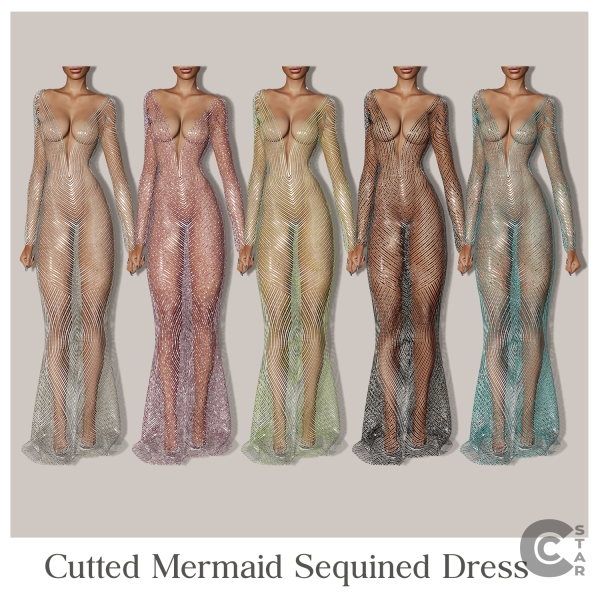 Alpha Cutted Mermaid Sequined Dress cool_content_star by cool_content_star - The Sims 4 custom content