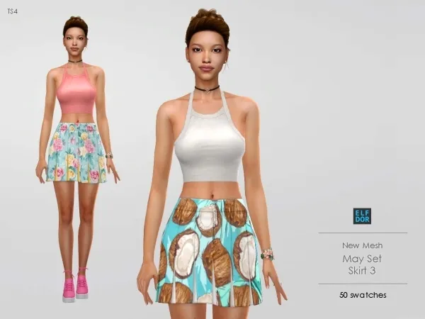 Maxis Match Spring Skirt 3 by elfdor - The Sims 4 Custom Content