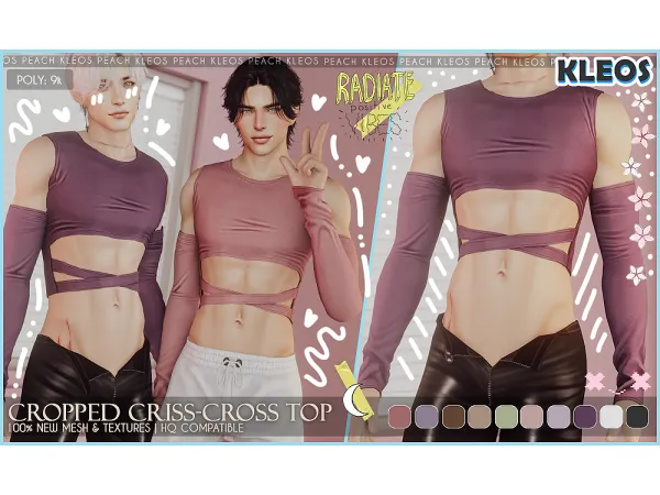 Alpha PEACH Cropped Criss Cross Top by smsims - The Sims 4 Custom Content