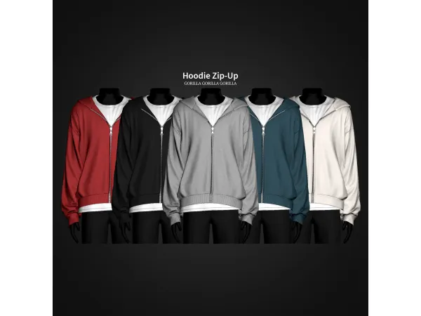 Alpha Hoodie Zip Up by gorillax3 - The Sims 4 Custom Content