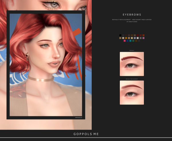 Alpha GPME GOLD Eyebrows Default Replacement 05MedShortMedCurved by simsfinds - The Sims 4 Custom Content