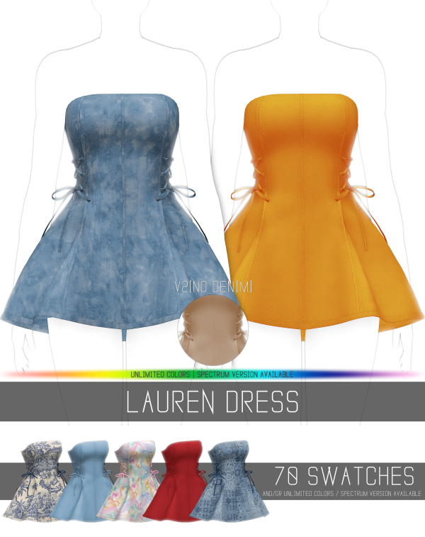 Alpha LAUREN DRESS by simsfinds - The Sims 4 Custom Content