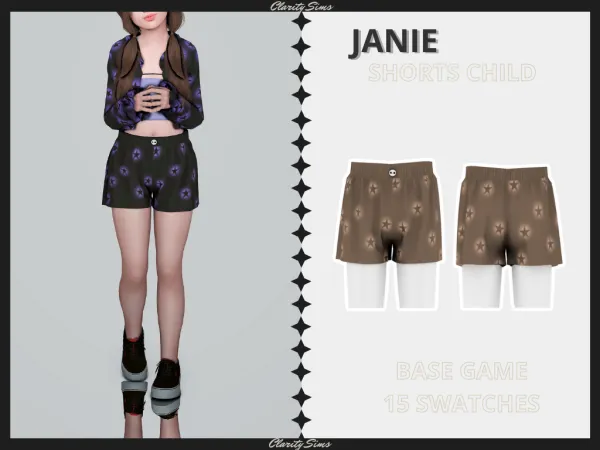 Alpha Janie Shorts Child by clarity-sims - The Sims 4 Custom Content