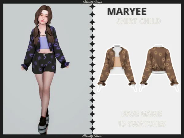 Alpha Maryee Shirt Child by clarity-sims - The Sims 4 Custom Content