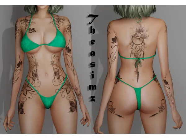 Mix Butterfly tattoo No11 by Theasimz - The Sims 4 Custom Content