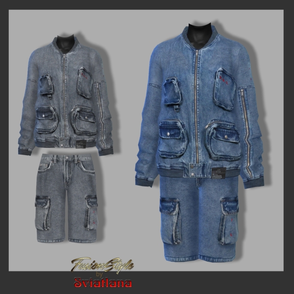Alpha Denim jacket Denim shorts by fusionstylesims4 - The Sims 4 Custom Content