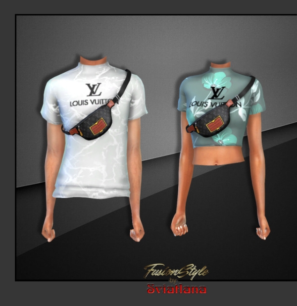 Alpha T shirt with belt pouch by fusionstylesims4 - The Sims 4 Custom Content