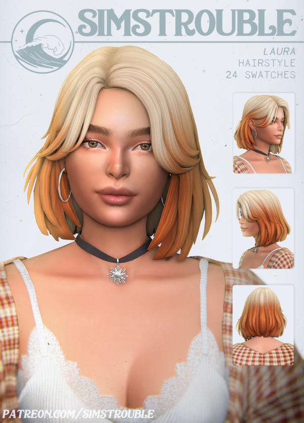 Maxis Match Laura Hairstyle (2 Versions) by simsfinds - The Sims 4 Custom Content
