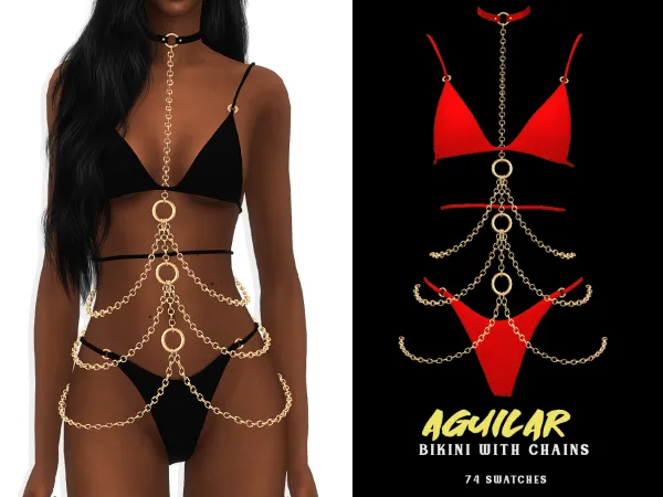 Alpha Aguilar Bikini with chains by grafity-cc - The Sims 4 Custom Content