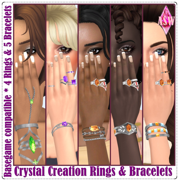 Maxis Match Crystal Creation Rings Bracelets Part 1 by simsfinds - The Sims 4 Custom Content