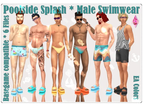 Maxis Match Poolside Splash Male Swimwear by simsfinds - The Sims 4 Custom Content