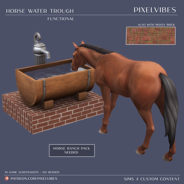 Maxis Match Horse Water Trough by pixelvibes - The Sims 4 Custom Content