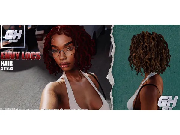 Alpha ENVY LOCS Hair by simsfinds - The Sims 4 Custom Content