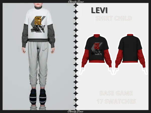Alpha Levi Shirt Child by clarity-sims - The Sims 4 Custom Content