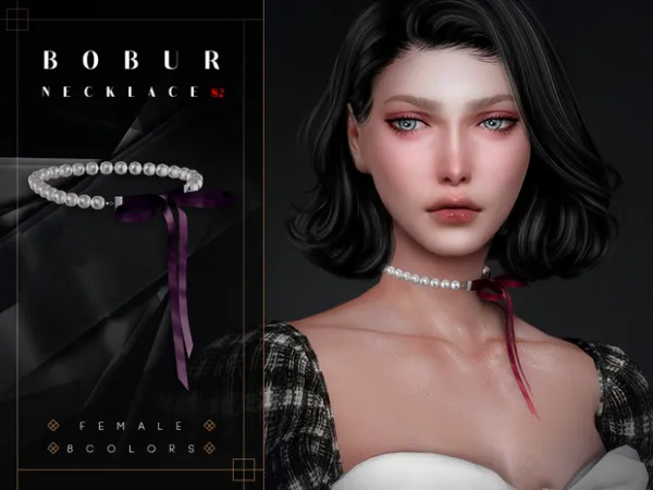 Alpha Pearl Choker bow Necklace by simsfinds - The Sims 4 Custom Content