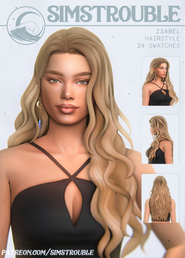 Maxis Match Isabel Hairstyle (4 Versions) by simsfinds - The Sims 4 Custom Content