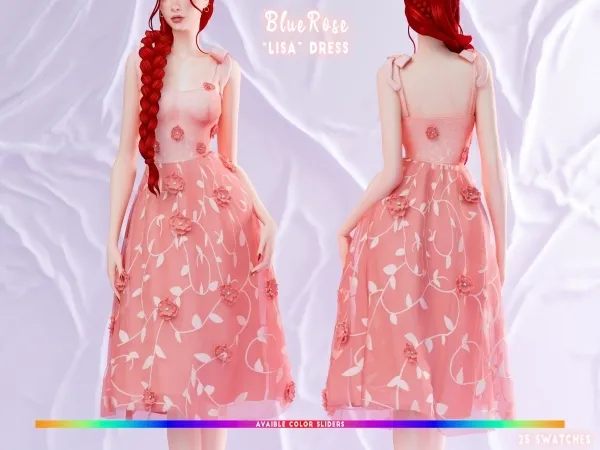 Alpha Lisa Flower Dress BRsims by bluerose-sims - The Sims 4 custom content