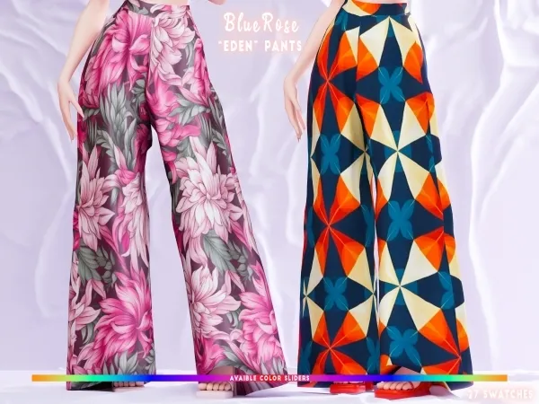 Alpha Eden Graphic Pants BRsims by bluerose-sims - The Sims 4 custom content