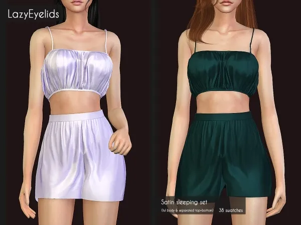 Alpha Satin sleeping set by lazyeyelids - The Sims 4 Custom Content