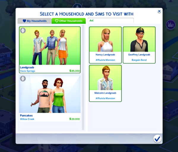 Maxis Match Searchable Visit Menu v10 by simsfinds - The Sims 4 Custom Content