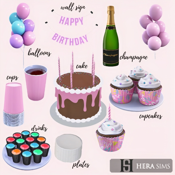 Alpha Birthday set by herasims4 - The Sims 4 Custom Content