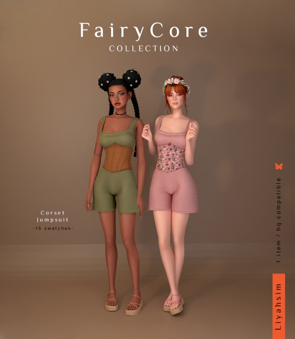 Mix [FairyCore Collection] Corset Jumpsuit by luxysims - The Sims 4 Custom Content