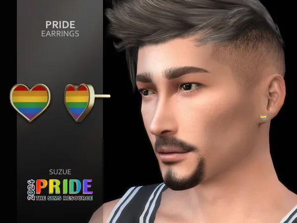 Alpha Pride Heart Earrings by simsfinds - The Sims 4 Custom Content