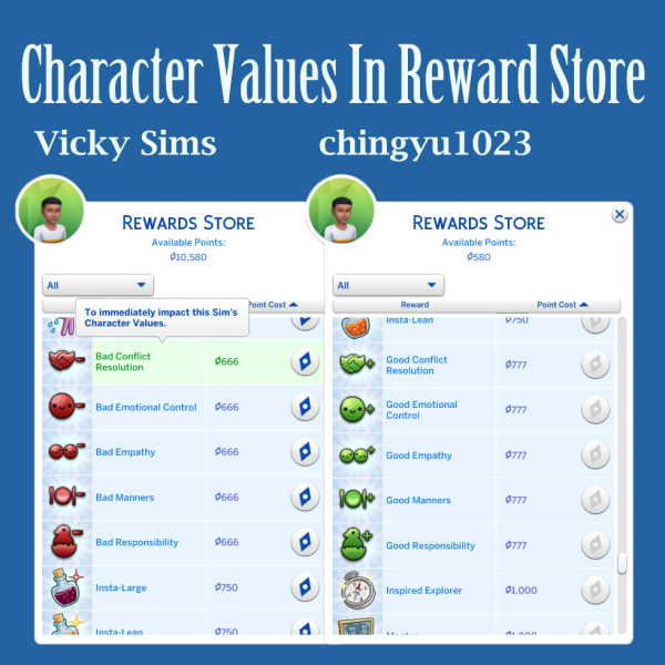 Maxis Match Character Values In Reward Store by simsfinds - The Sims 4 Custom Content