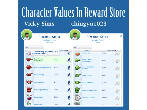 Maxis Match Character Values In Reward Store by chingyu1023 - The Sims 4 Custom Content