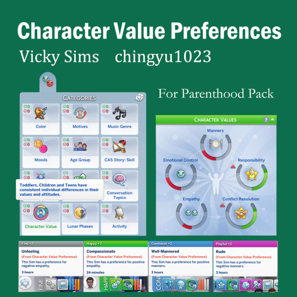 Maxis Match Character Value Custom Preferences V2 by simsfinds - The Sims 4 Custom Content