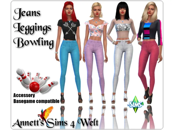 Maxis Match Jeans Leggings Bowling by AnnettsSims4Welt - The Sims 4 Custom Content