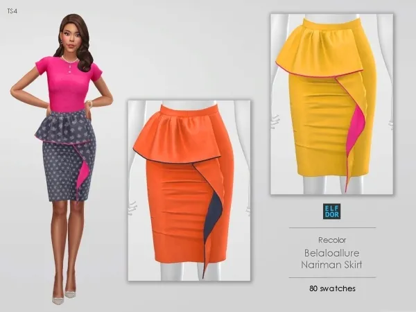 Mix Belaloallure Nariman Skirt RC by elfdor - The Sims 4 Custom Content