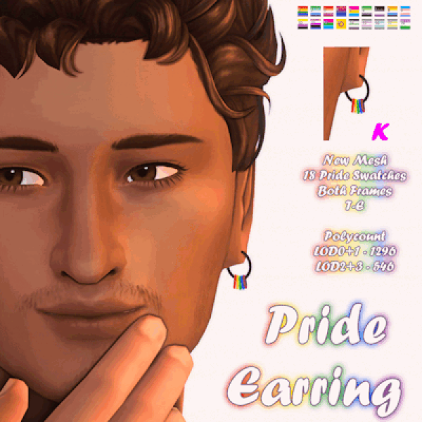 Mix [Keiros] Pride Earring by simsfinds - The Sims 4 Custom Content