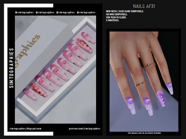 Alpha Nails AF31 - The Sims 4 Custom Content