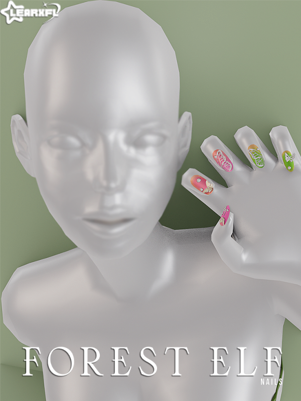 Mix Forest Elf Nails [15 Items] by simsfinds - The Sims 4 Custom Content