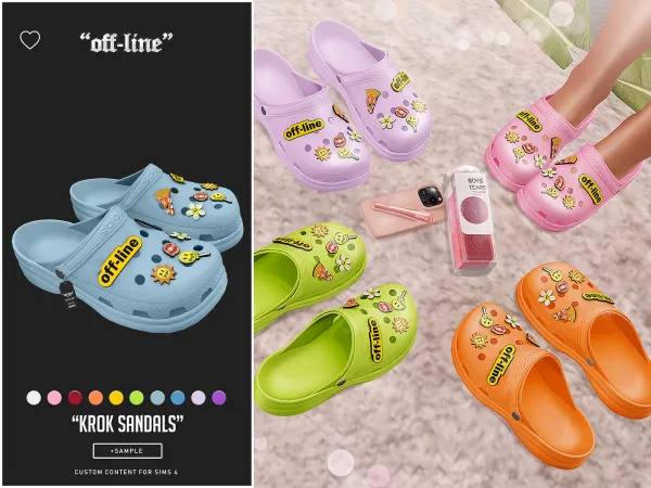 Alpha Off Line Krok Sandals (Pride Month Special) by bergdorfsims - The Sims 4 Custom Content
