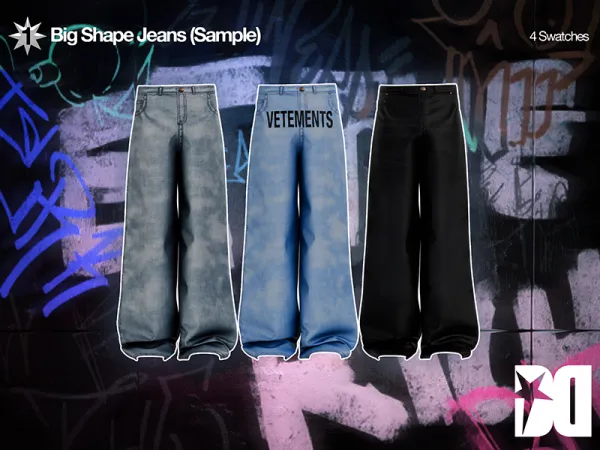 Alpha DECAYED Big Shape Jeans (Sample) - The Sims 4 Custom Content