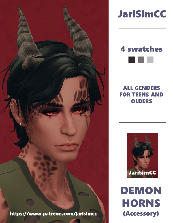 Mix JariSimCC Hat DemonHorns 01 by simsfinds - The Sims 4 Custom Content