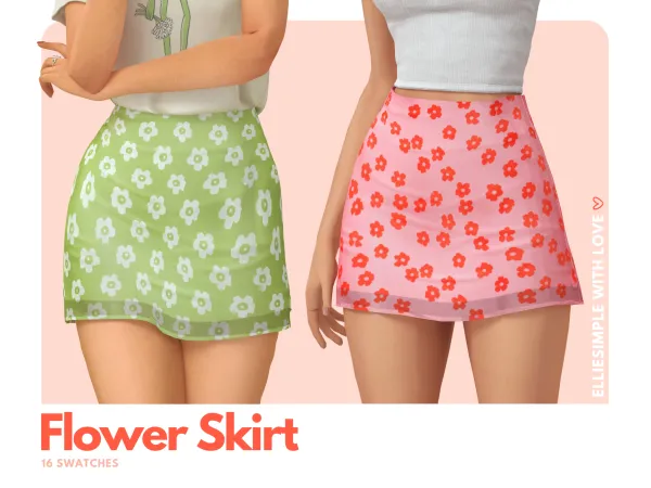 Maxis Match Elliesimple Flowers Collection Flower Skirt by elliesimple - The Sims 4 Custom Content