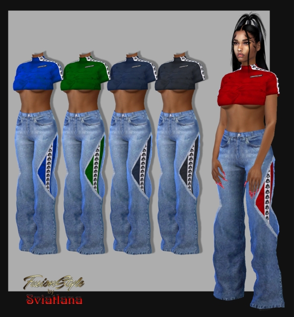 Alpha Jeans Crop top by fusionstylesims4 - The Sims 4 Custom Content